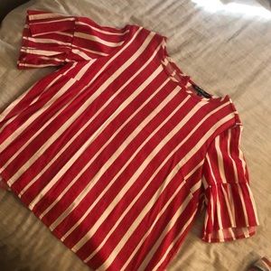 Stripped red & white blouse w/ flared out sleeves